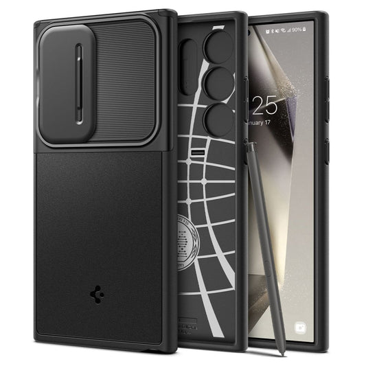 Custodia per Samsung Galaxy S24 Ultra S928, Spigen, OPTIK ARMOR, Nero ACS07313