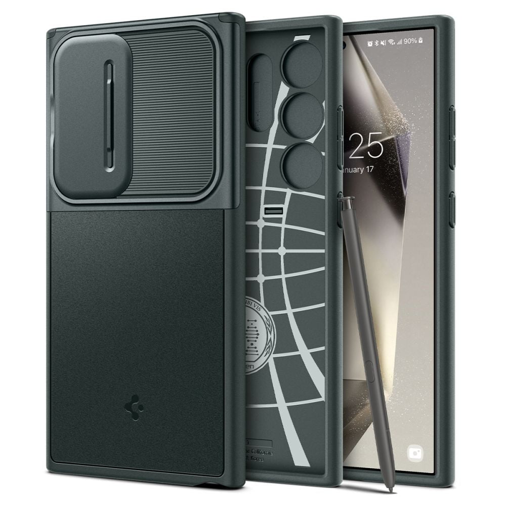 Custodia per Samsung Galaxy S24 Ultra S928, Spigen, OPTIK ARMOR, verde ACS07314