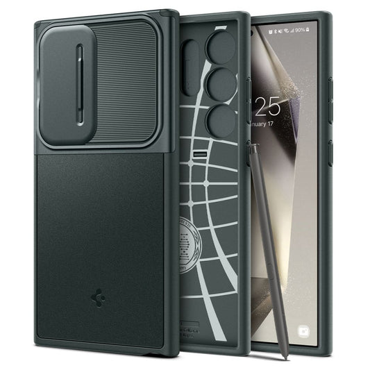Custodia per Samsung Galaxy S24 Ultra S928, Spigen, OPTIK ARMOR, verde ACS07314