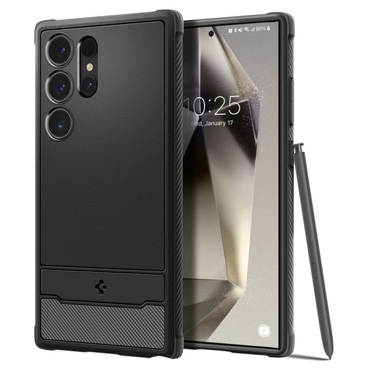 Custodia per Samsung Galaxy S24 Ultra S928, Spigen, Rugged Armour, Nero ACS07286