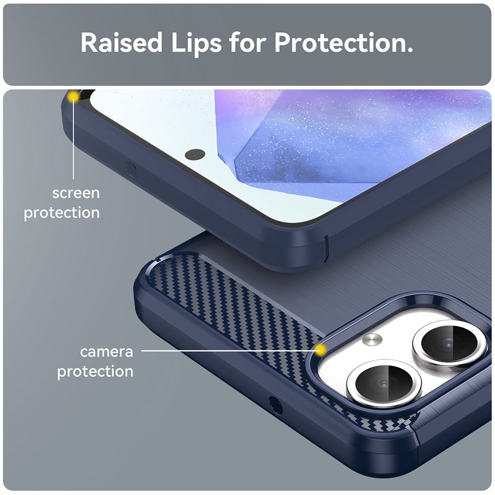 Custodia per Samsung Galaxy A06 A065, Techsuit, Carbonio, Blu