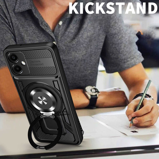 Custodia per Samsung Galaxy A07 4G A075, Techsuit, RuggedCam, Nera