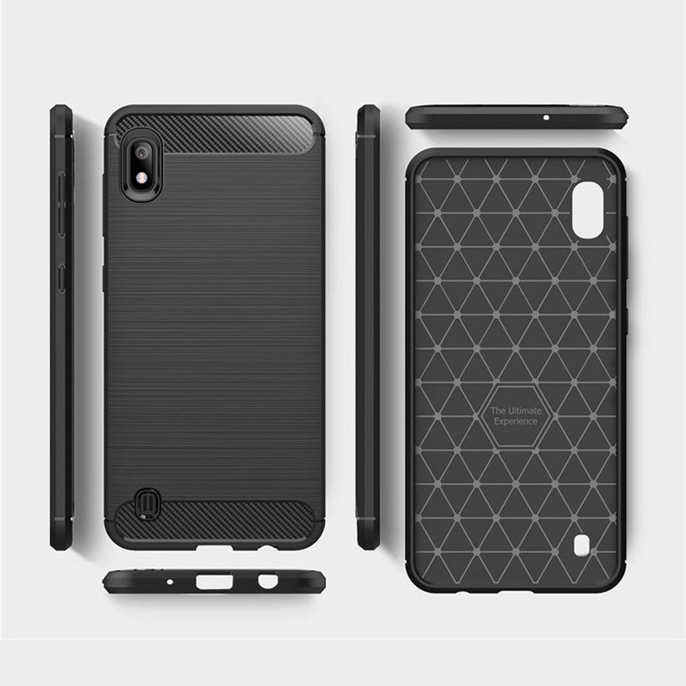 Custodia per Samsung Galaxy A10 A105 / M10 M105, Techsuit, Carbonio, Nera