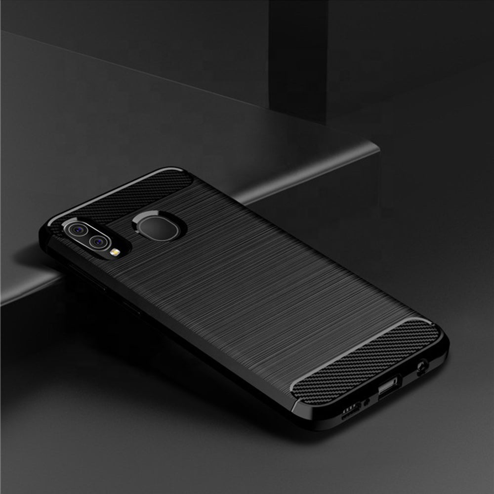 Custodia per Samsung Galaxy A10 A105 / M10 M105, Techsuit, Carbonio, Nera