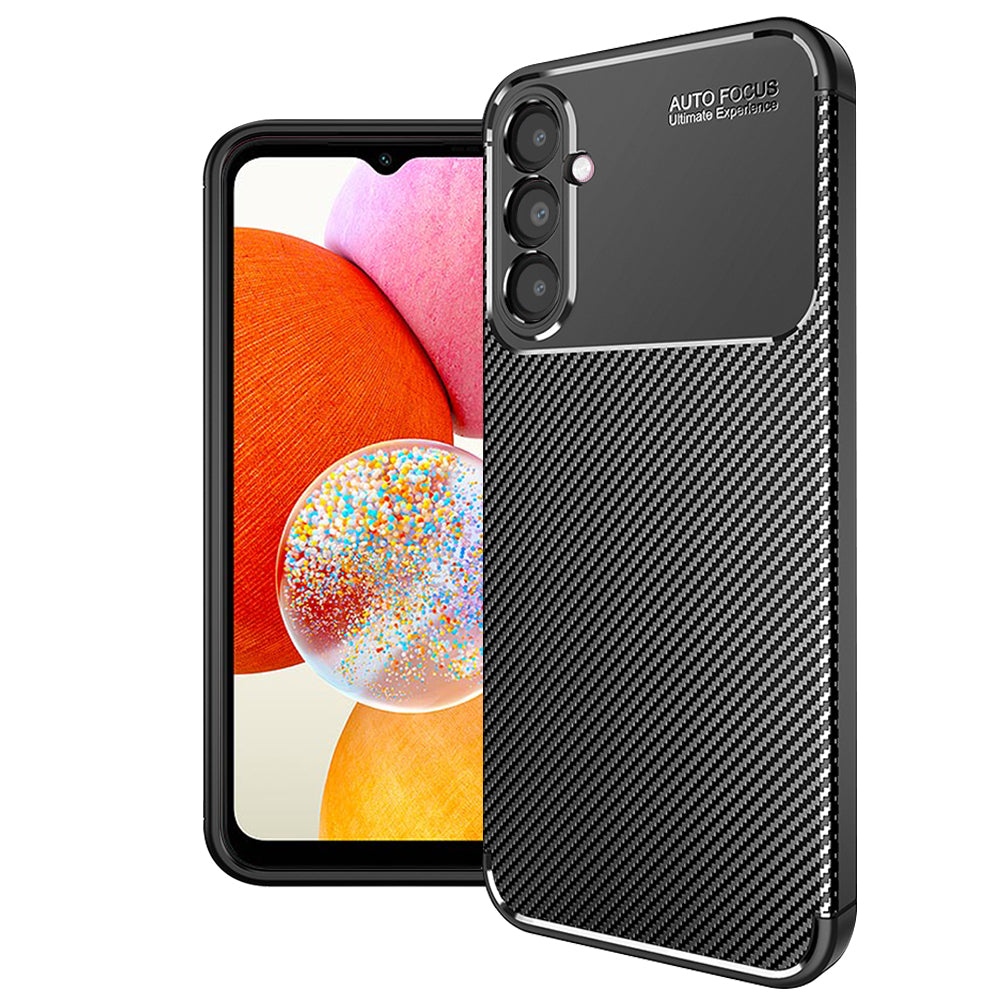 Custodia per Samsung Galaxy A14 A145 / A14 5G A146, Techsuit, CarbonFiber, Nera