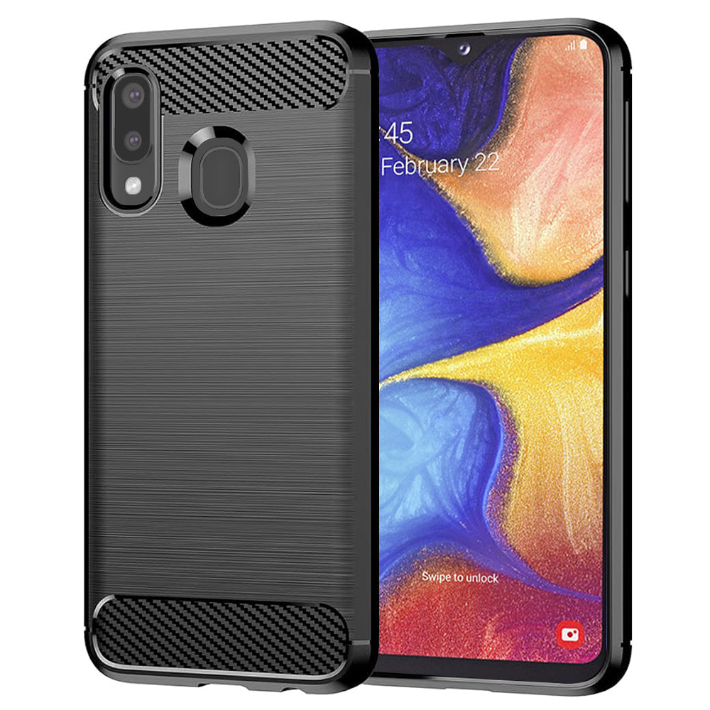 Custodia per Samsung Galaxy A20e A202, Techsuit, Carbonio, Nera