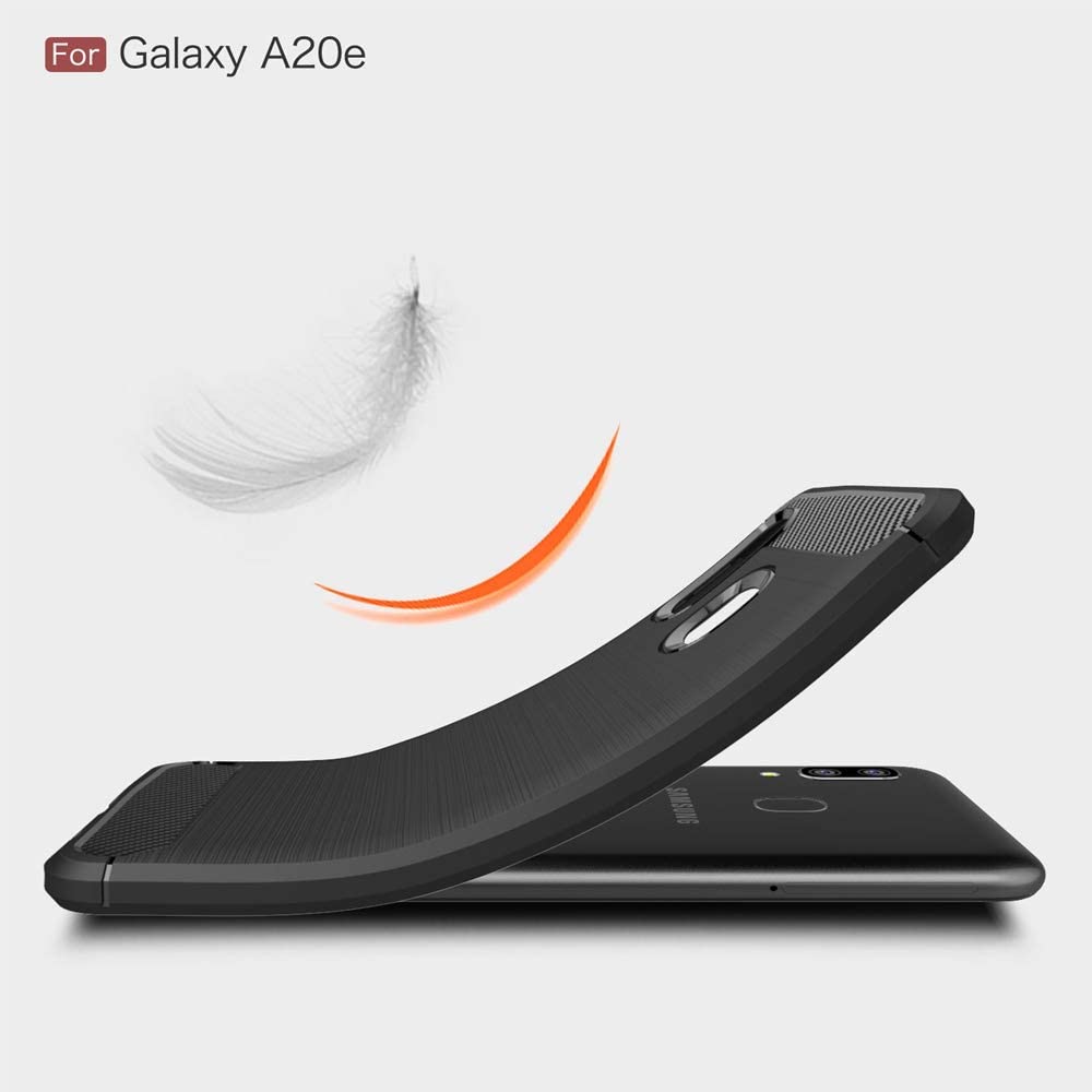 Custodia per Samsung Galaxy A20e A202, Techsuit, Carbonio, Nera