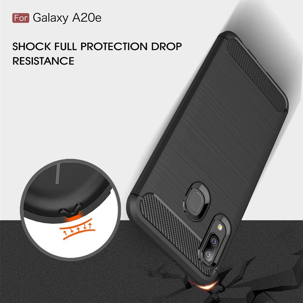 Custodia per Samsung Galaxy A20e A202, Techsuit, Carbonio, Nera