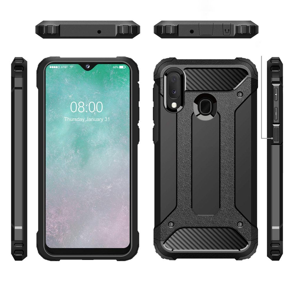 Custodia per Samsung Galaxy A20e A202, Techsuit, Hybrid Armor, Nera