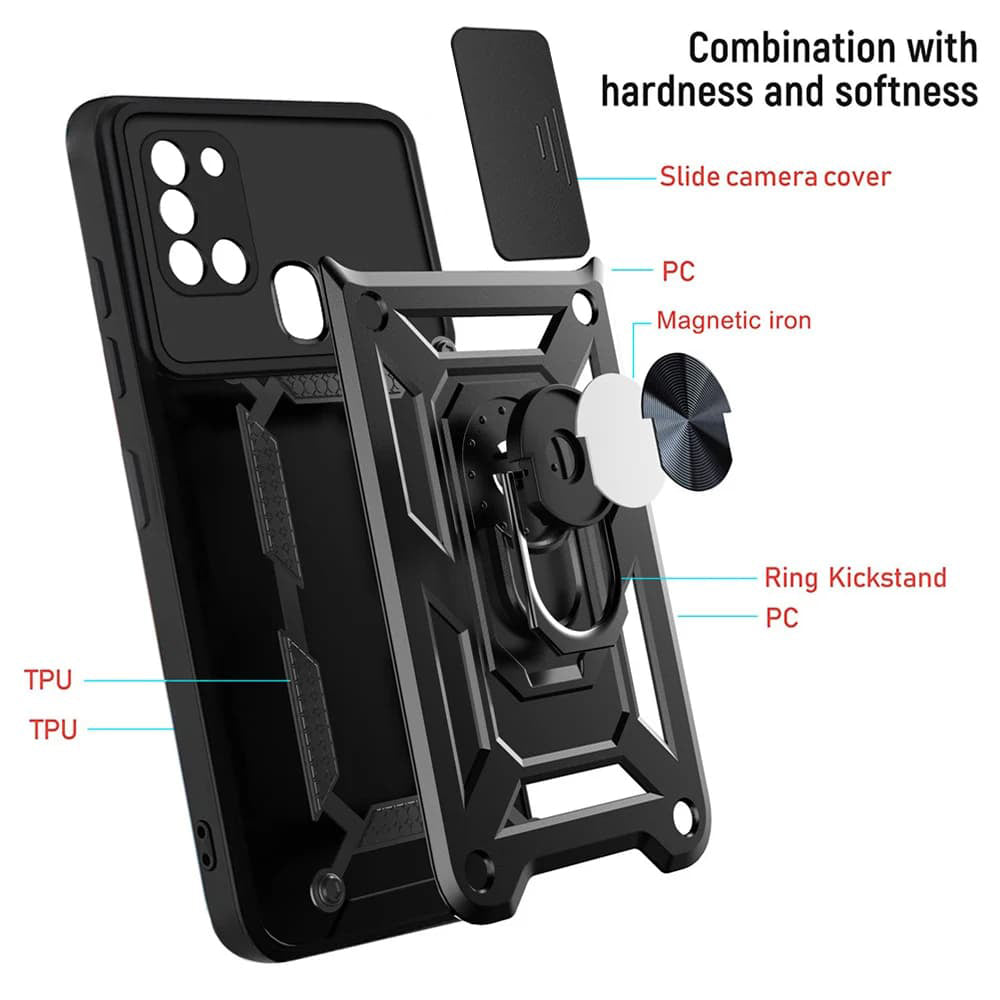 Custodia per Samsung Galaxy A21s A217, Techsuit, CamShield, Nera