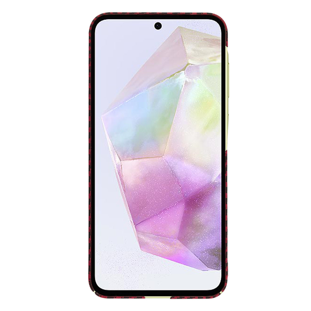Custodia per Samsung Galaxy A35 5G A356, Techsuit, Carbonite FiberShell, Rossa