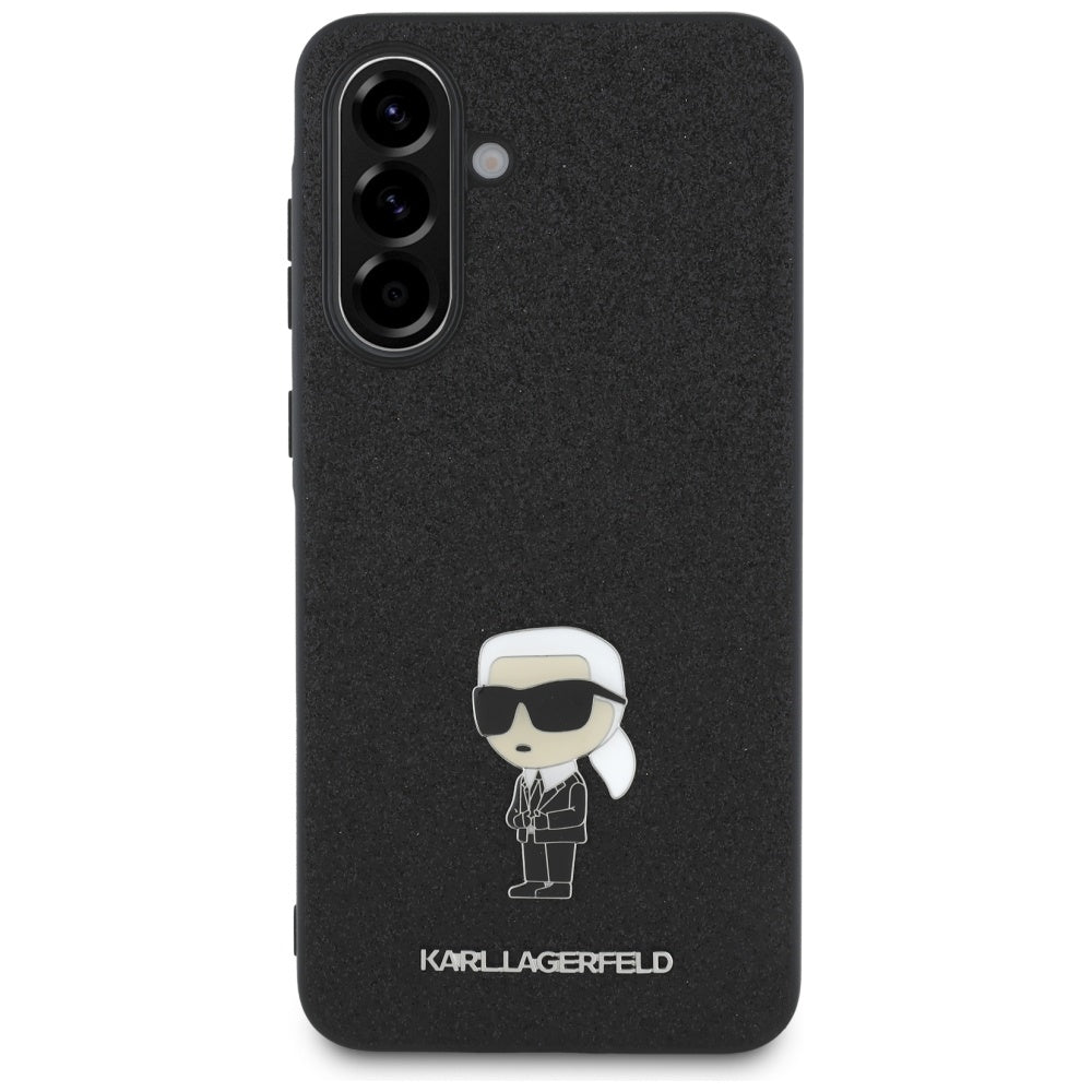 Custodia per Samsung Galaxy A36 A366, Karl Lagerfeld, Glitter Fixed Ikonik Karl, Nera