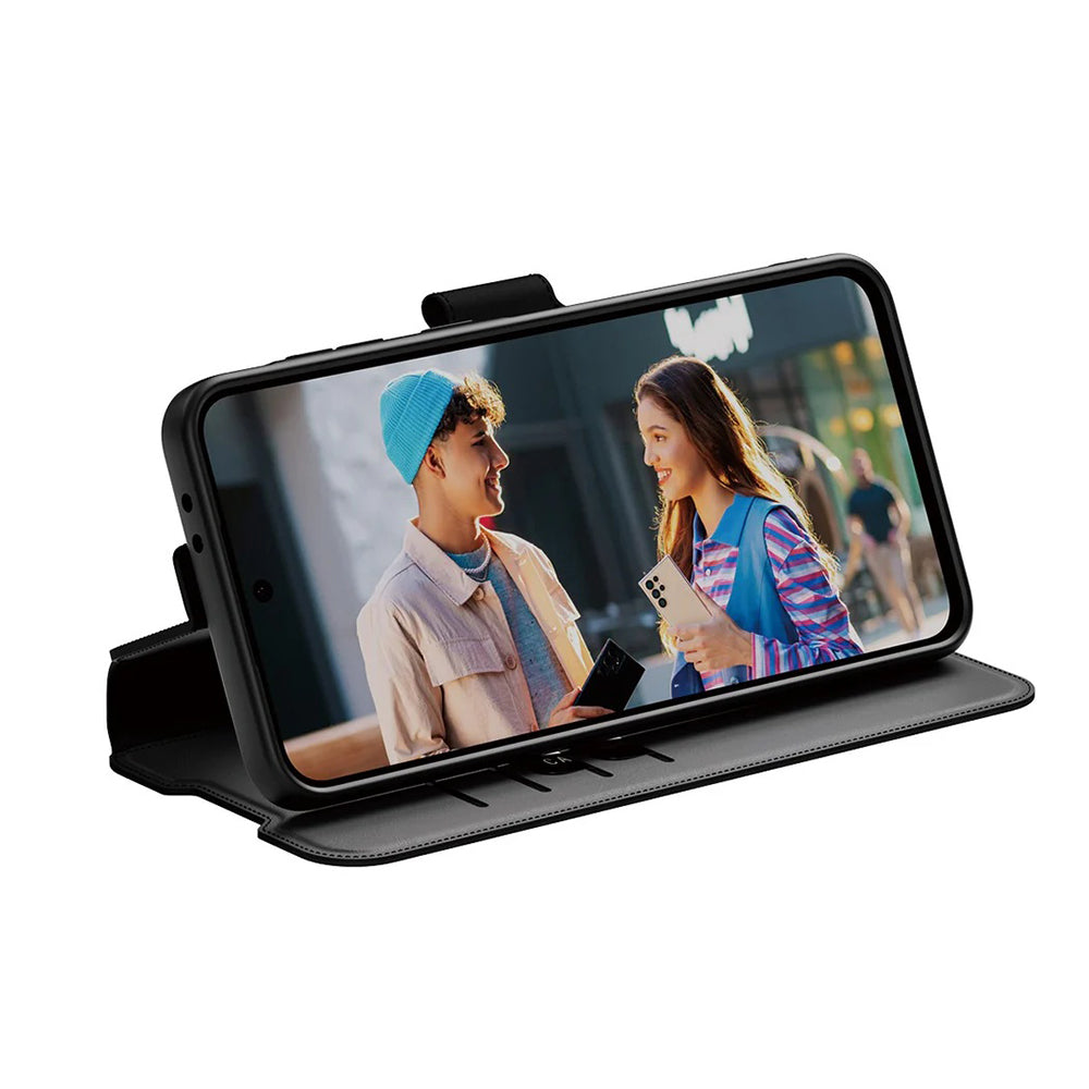 Custodia per Samsung Galaxy A36 A366, PanzerGlass, Care Feature Kickstand Wallet, Nera