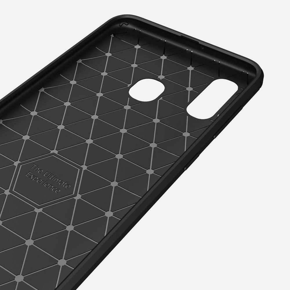 Custodia per Samsung Galaxy A40 A405, Techsuit, Carbonio, Nera