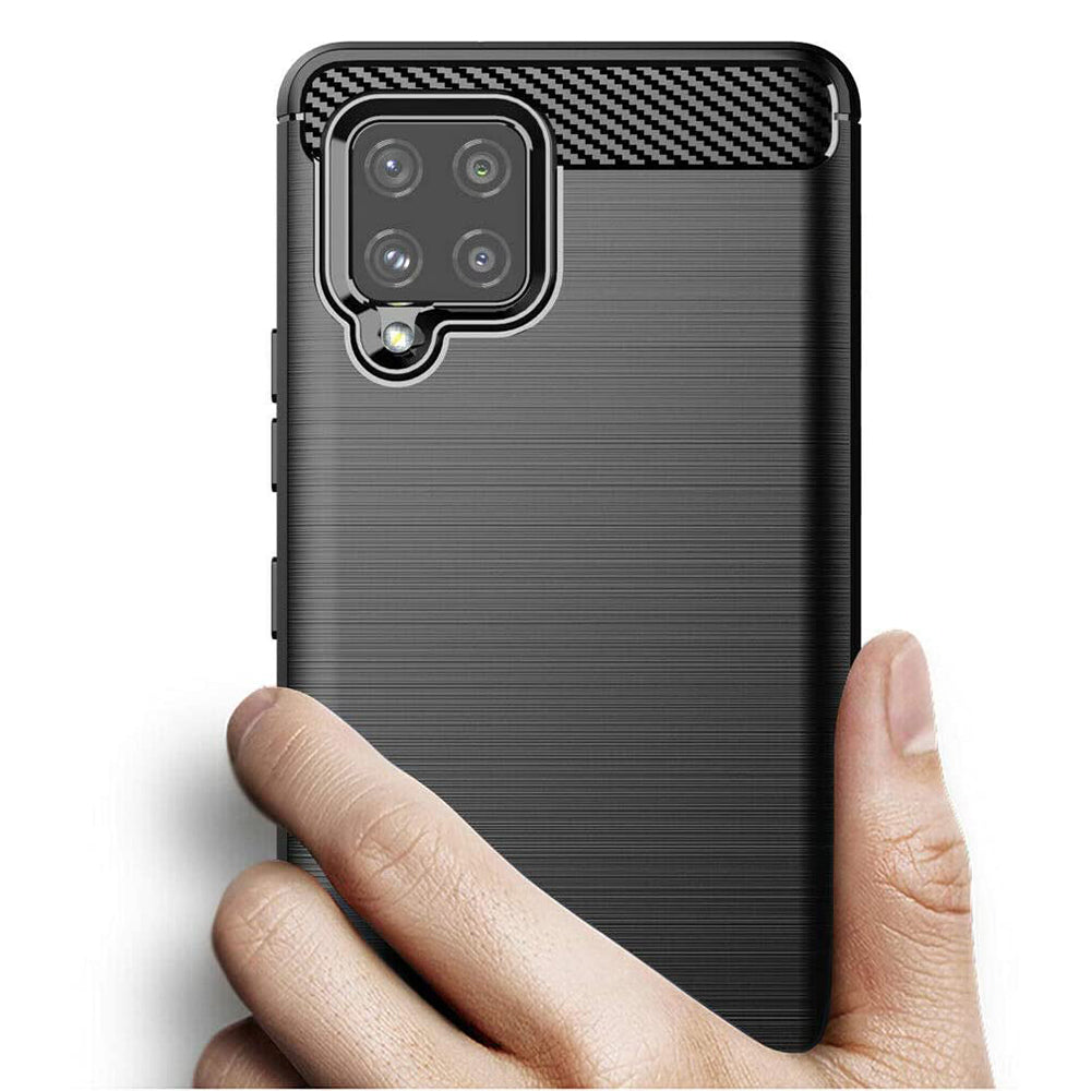 Custodia per Samsung Galaxy A42 5G A426, Techsuit, Carbonio, Nera