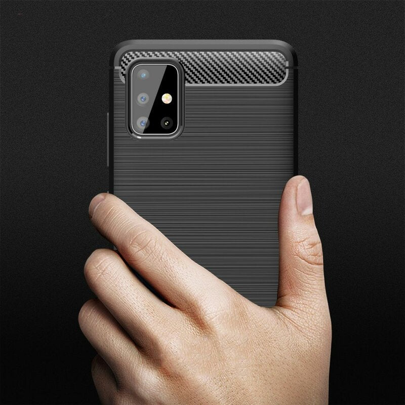 Custodia per Samsung Galaxy A51 A515, Techsuit, Carbonio, Nera