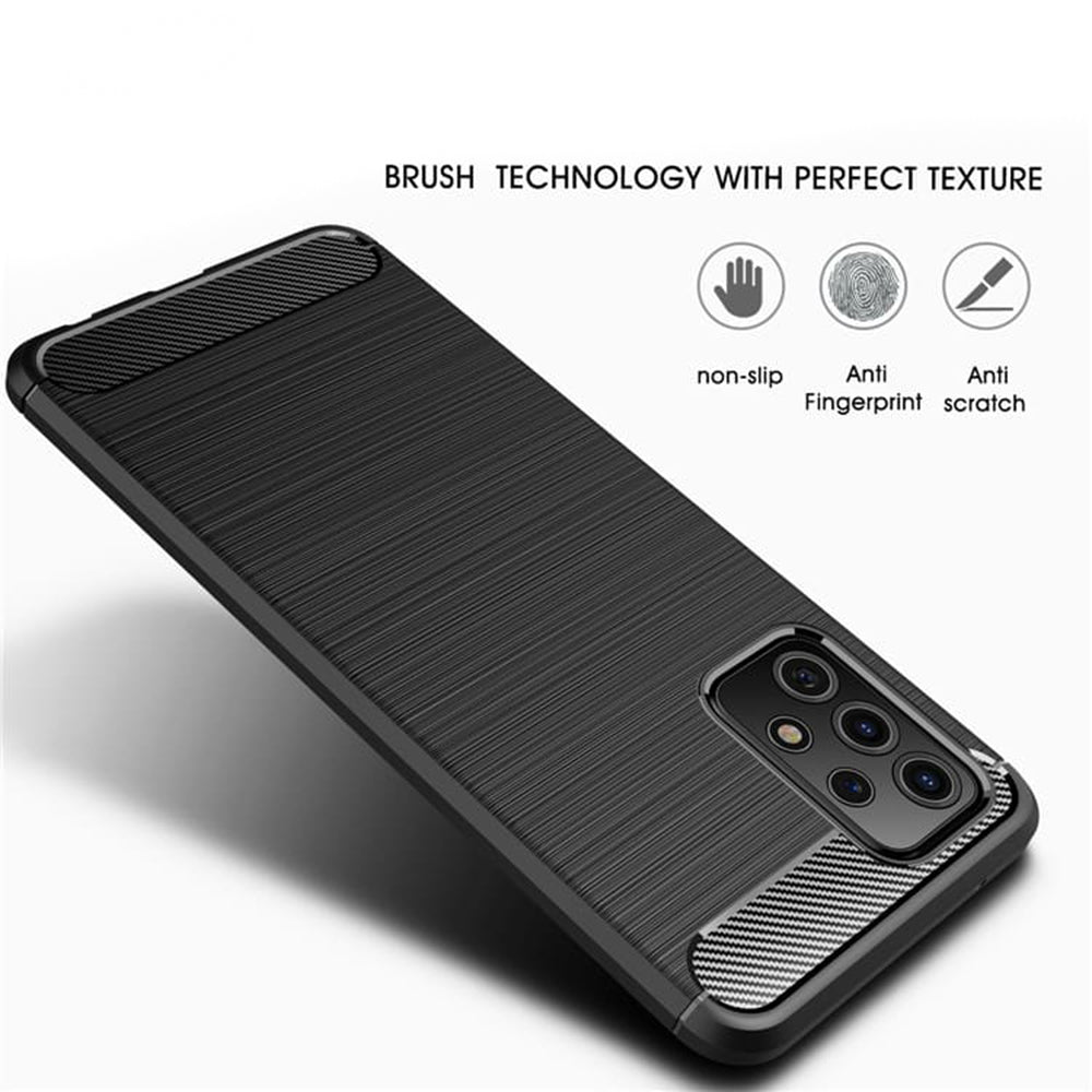 Custodia per Samsung Galaxy A52s 5G A528 / A52 5G A526 / A52 A525, Techsuit, Carbonio, Nera