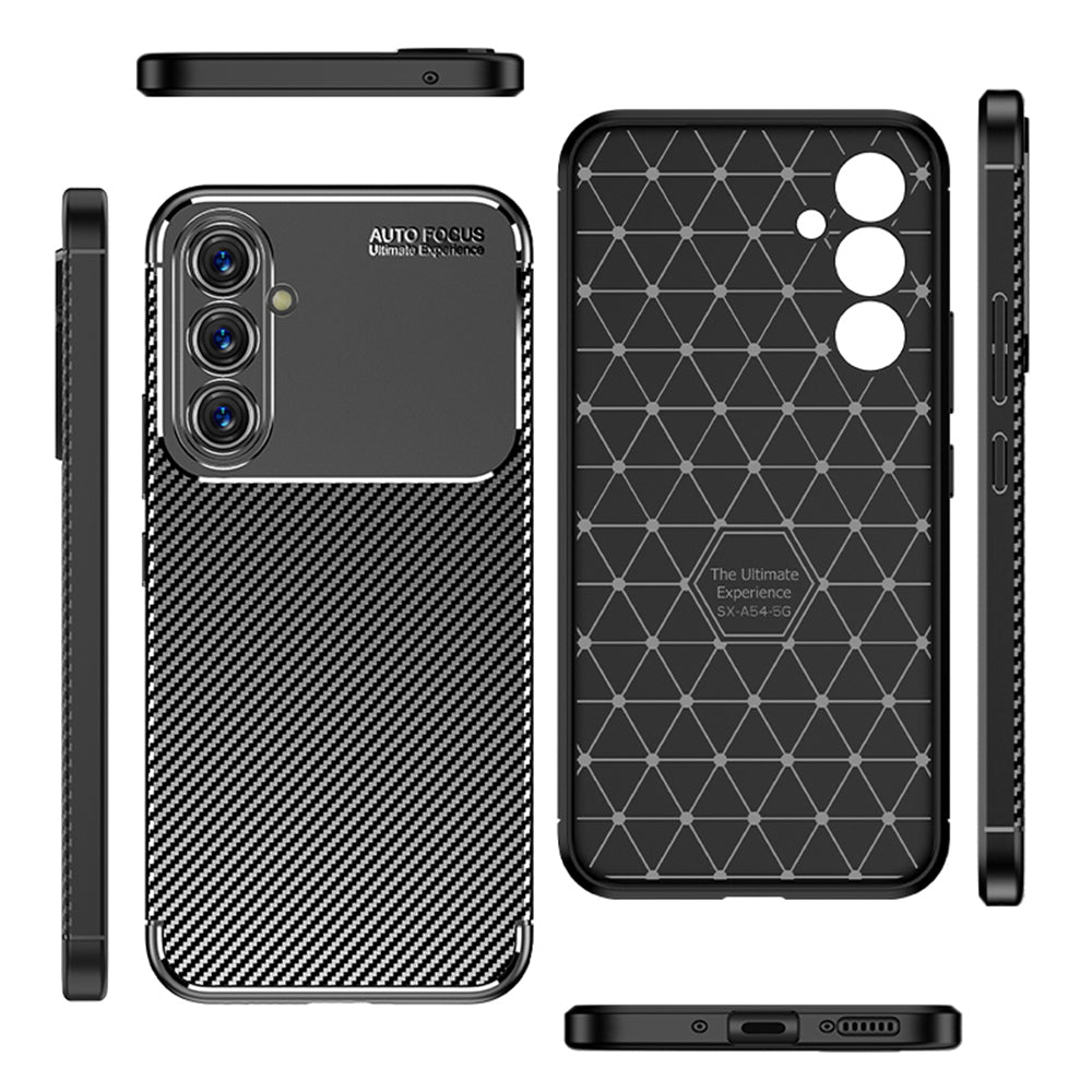 Custodia per Samsung Galaxy A54 A546, Techsuit, CarbonFiber, Nera