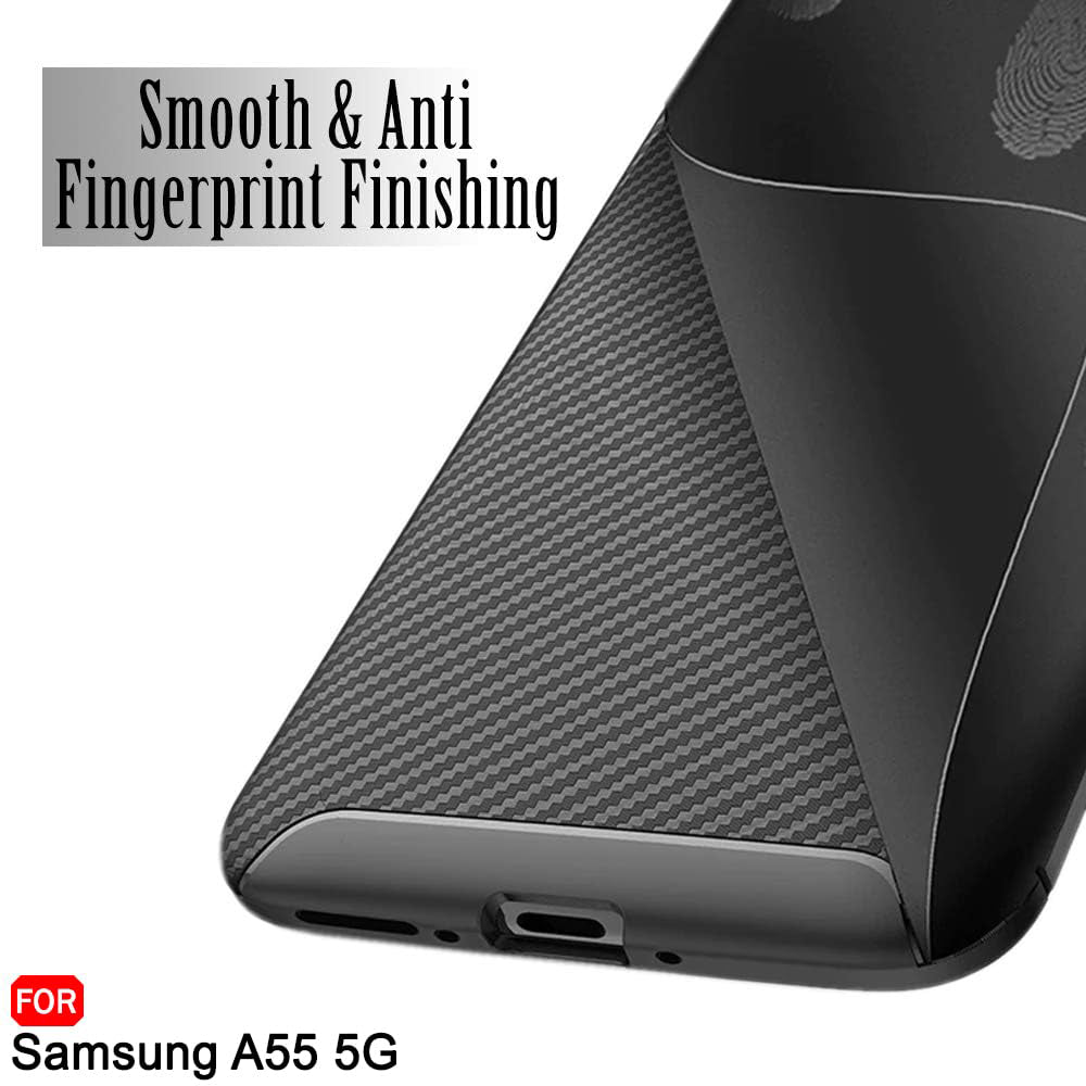 Custodia per Samsung Galaxy A55 5G A556, Techsuit, CarbonFiber, Nera
