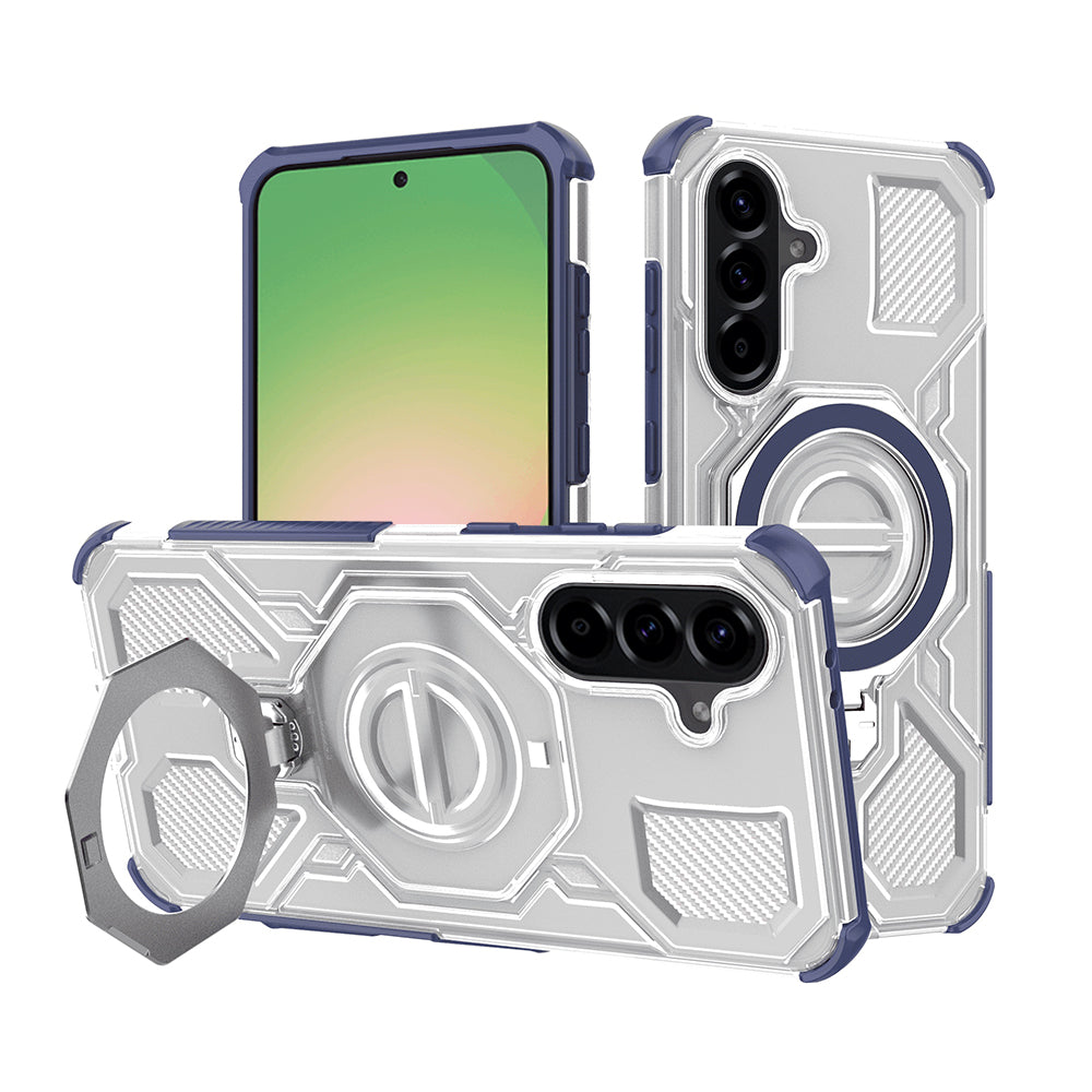 Custodia per Samsung Galaxy A56 A566, Techsuit, Carbon Shield Pro, Blu
