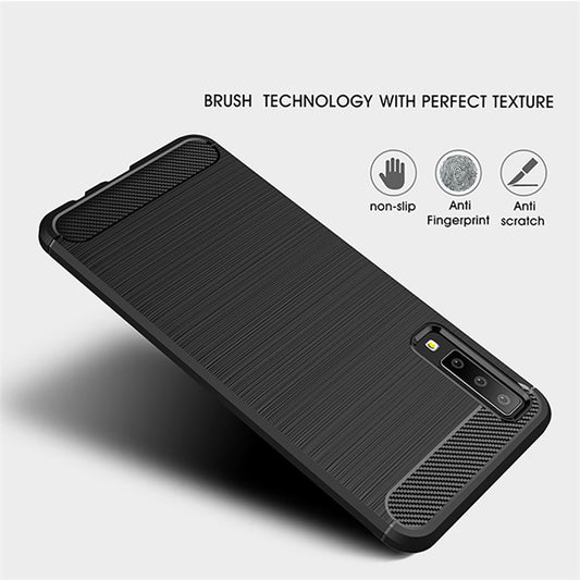 Custodia per Samsung Galaxy A7 (2018) A750, Techsuit, Carbonio, Nera