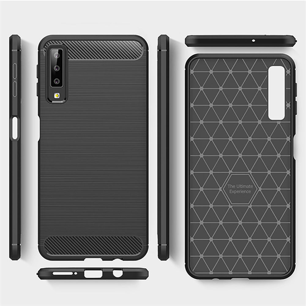 Custodia per Samsung Galaxy A7 (2018) A750, Techsuit, Carbonio, Nera