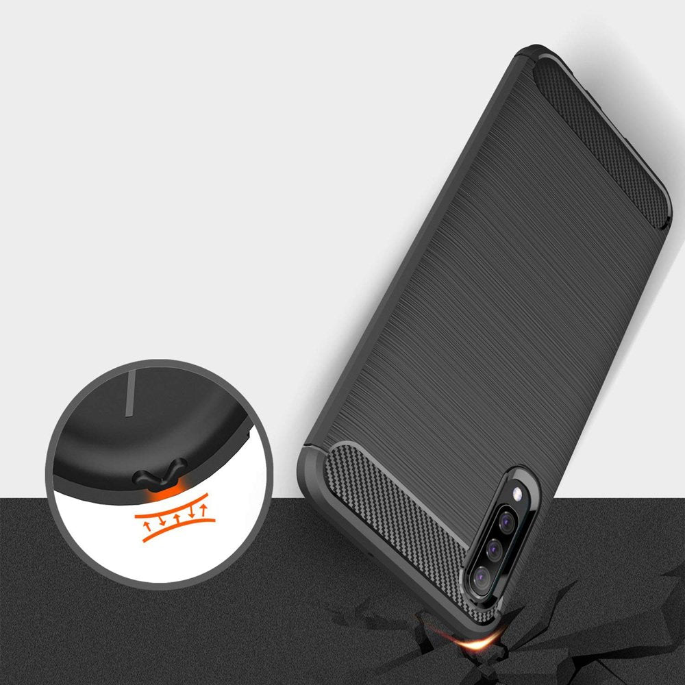 Custodia per Samsung Galaxy A70s A707 / A70 A705, Techsuit, Carbonio, Nera