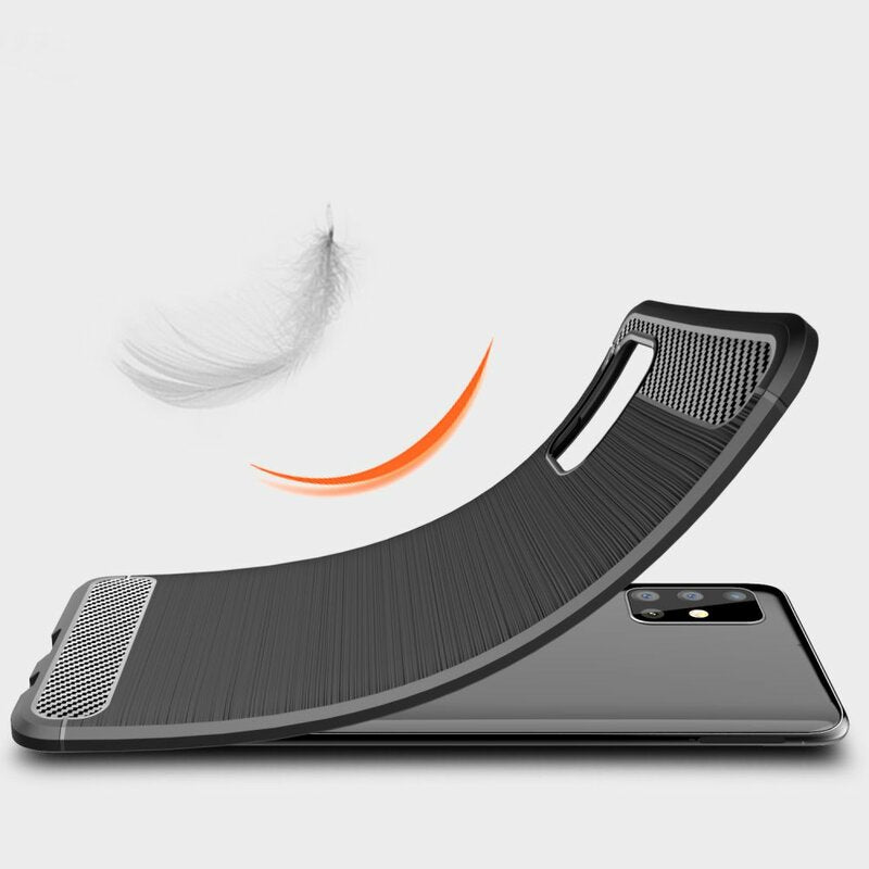 Custodia per Samsung Galaxy A71 A715, Techsuit, Carbonio, Nera