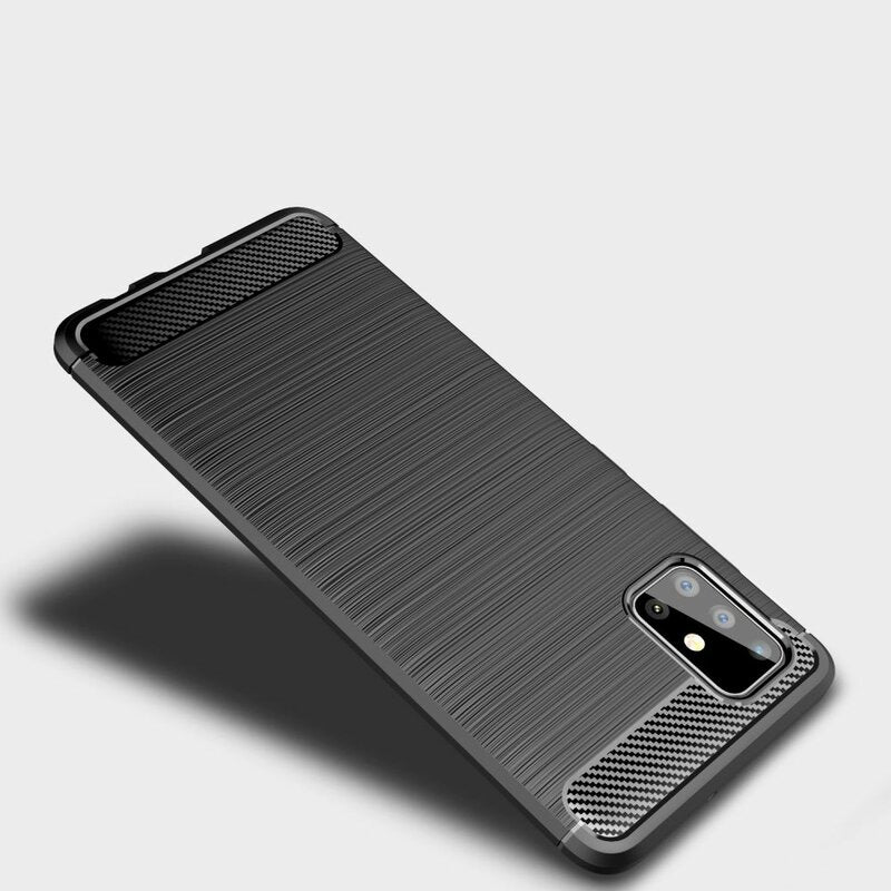 Custodia per Samsung Galaxy A71 A715, Techsuit, Carbonio, Nera