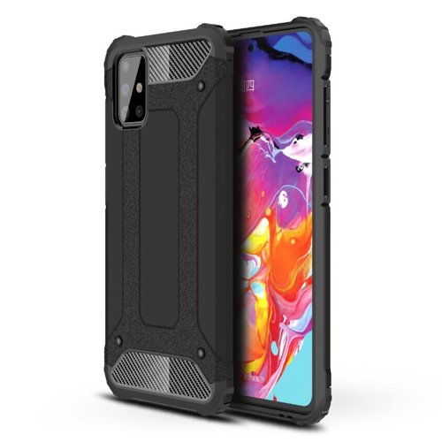 Custodia per Samsung Galaxy A71 A715, Techsuit, Hybrid Armor, Nera