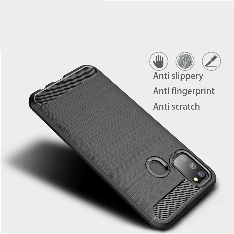 Custodia per Samsung Galaxy M21 M215 / M30s M307, Techsuit, Carbonio, Nera