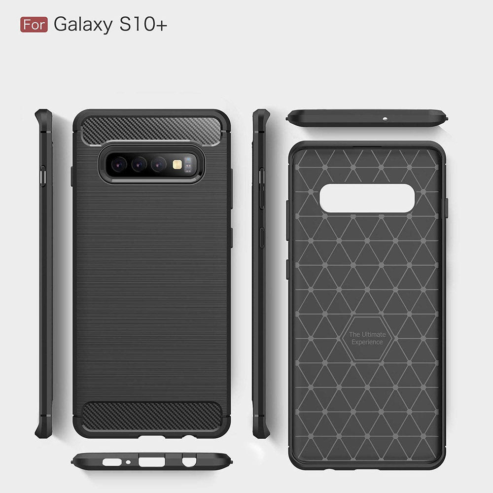 Custodia per Samsung Galaxy S10+ G975, Techsuit, Carbonio, Nera