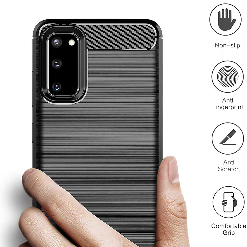 Custodia per Samsung Galaxy S20 5G G981 / S20 G980, Techsuit, Carbonio, Nera