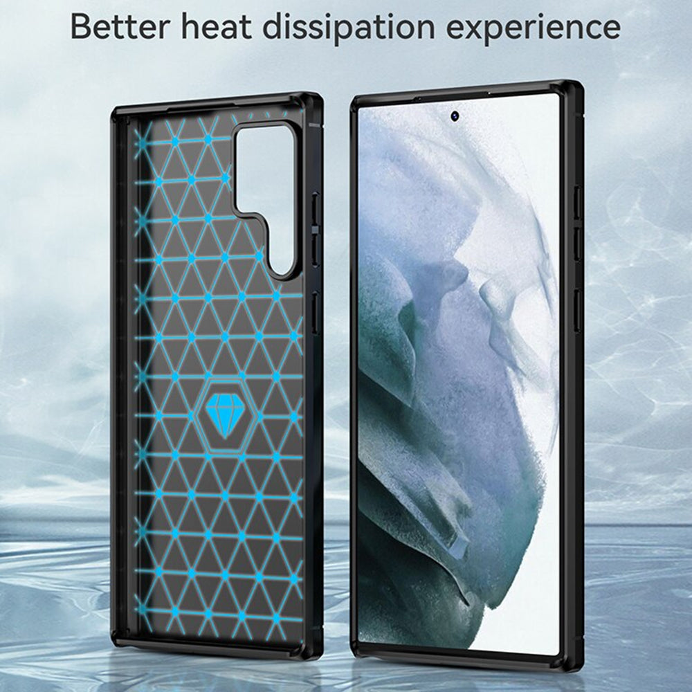 Custodia per Samsung Galaxy S22 Ultra 5G S908, Techsuit, Carbonio, Nera