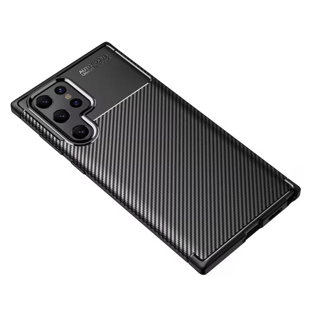 Custodia per Samsung Galaxy S22 Ultra 5G S908, Techsuit, CarbonFiber, Nera