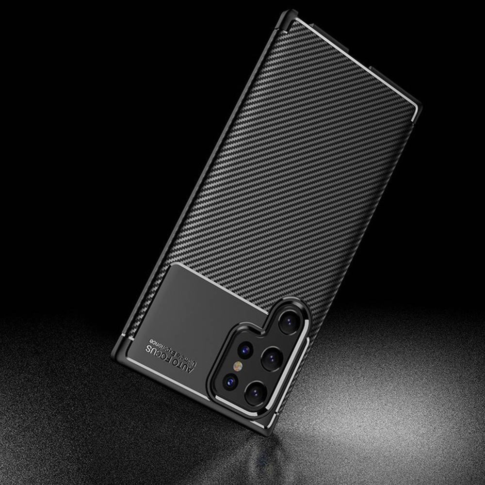 Custodia per Samsung Galaxy S22 Ultra 5G S908, Techsuit, CarbonFiber, Nera