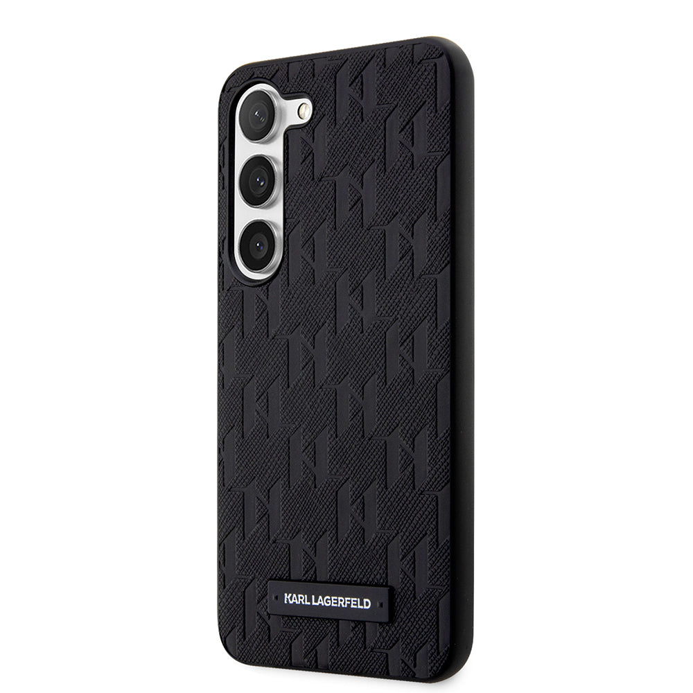 Custodia per Samsung Galaxy S23+ S916, Karl Lagerfeld, Saffiano Monogram Metal Logo, Nera