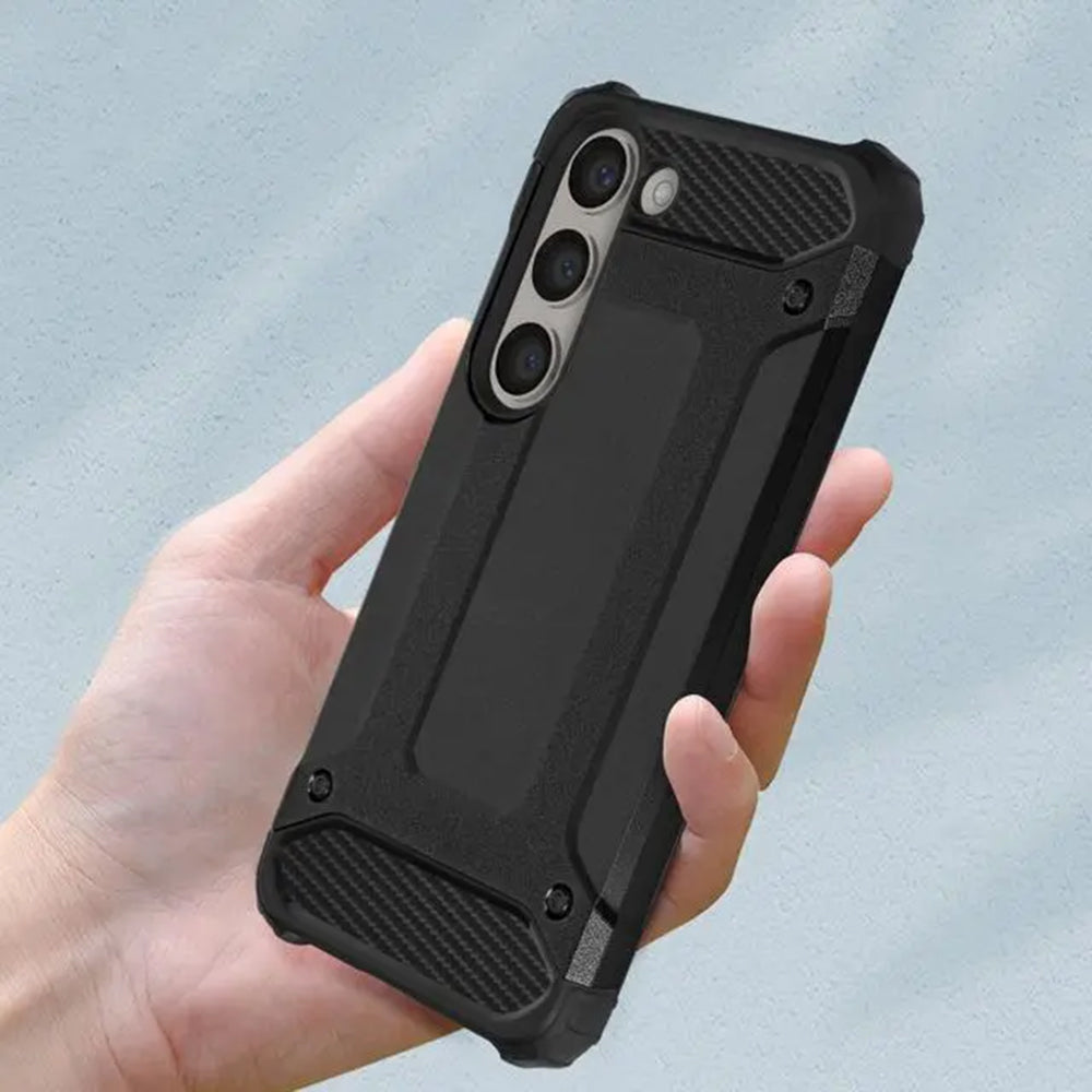 Custodia per Samsung Galaxy S23+ S916, Techsuit, Hybrid Armor, Nera