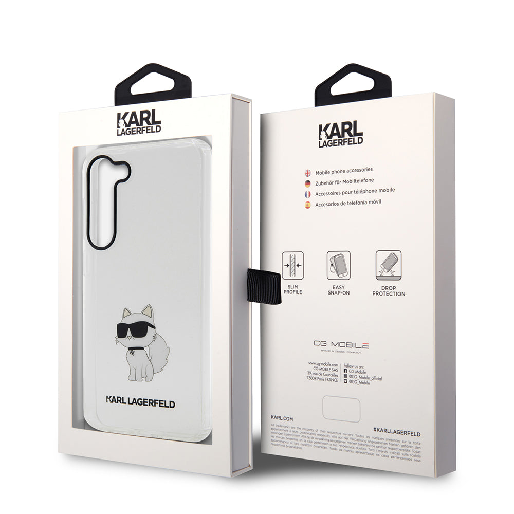 Custodia per Samsung Galaxy S23 S911, Karl Lagerfeld, Ikonik Choupette, Trasparente