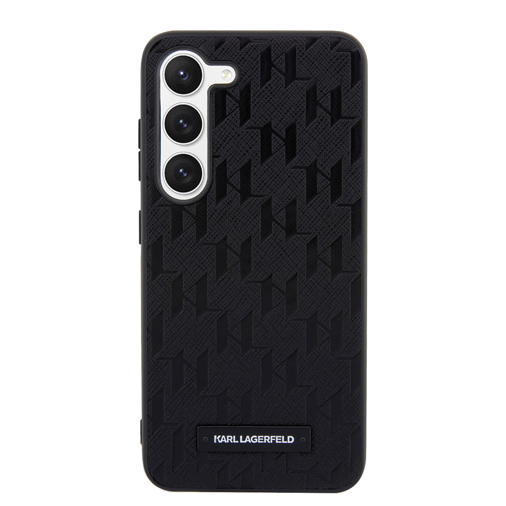 Custodia per Samsung Galaxy S23 S911, Karl Lagerfeld, Saffiano Monogram Metal Logo, Nera