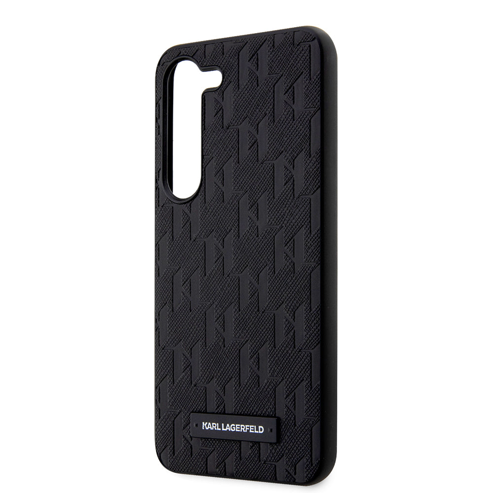 Custodia per Samsung Galaxy S23 S911, Karl Lagerfeld, Saffiano Monogram Metal Logo, Nera