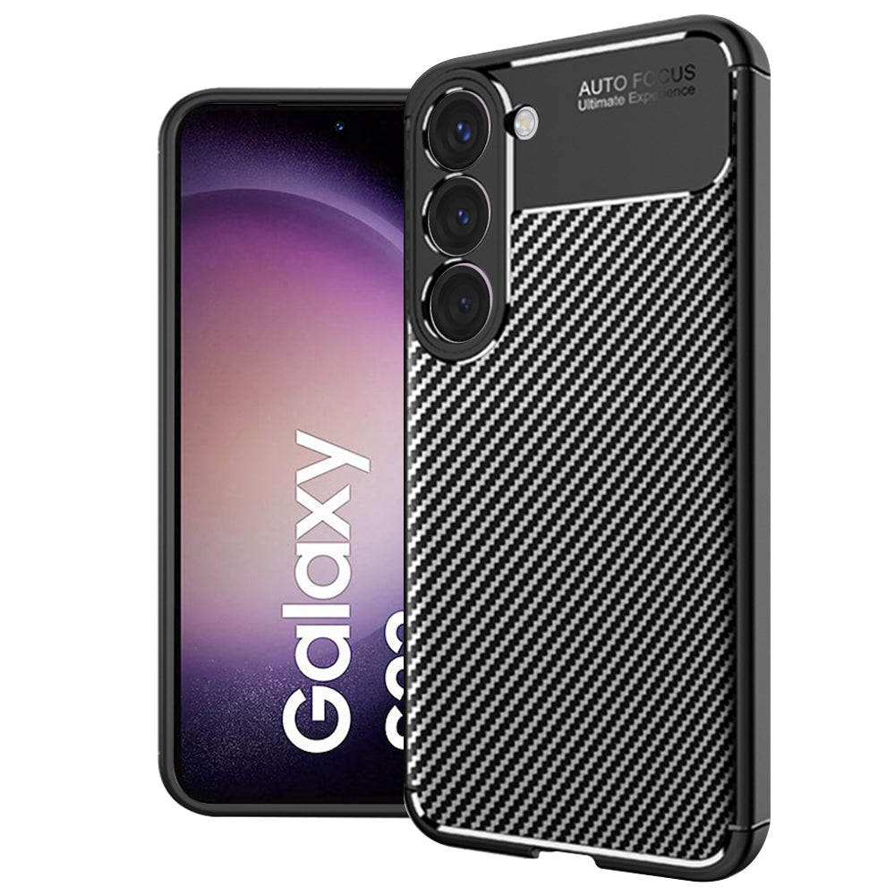 Custodia per Samsung Galaxy S23 S911, Techsuit, CarbonFiber, Nera