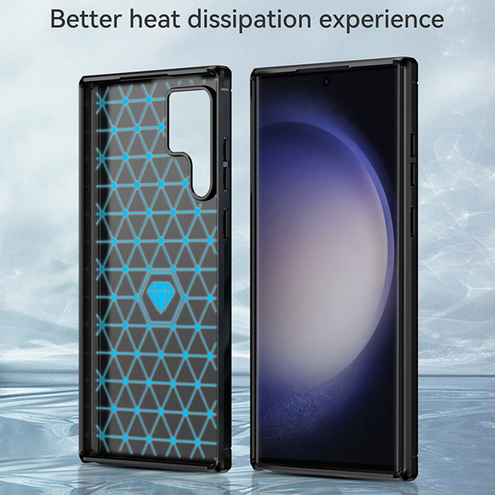 Custodia per Samsung Galaxy S23 Ultra S918, Techsuit, Carbonio, Nera