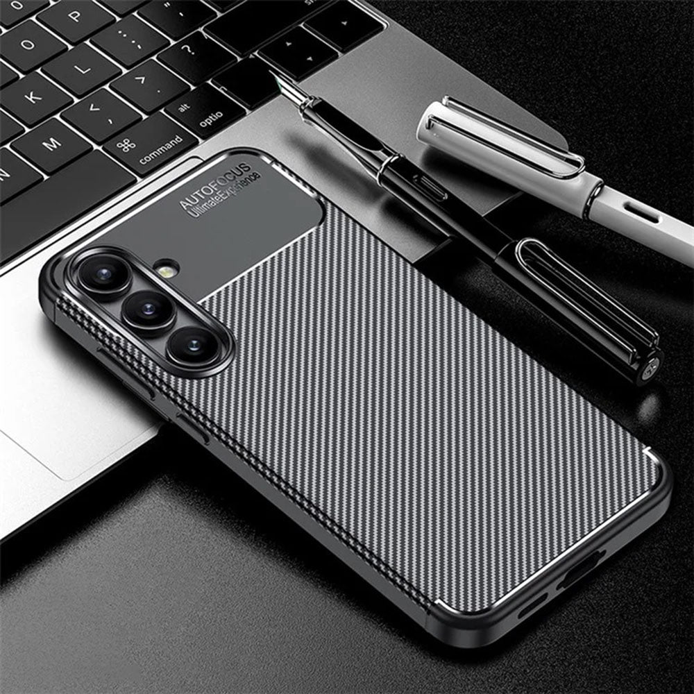 Custodia per Samsung Galaxy S24 FE S721, Techsuit, CarbonFiber, Nera