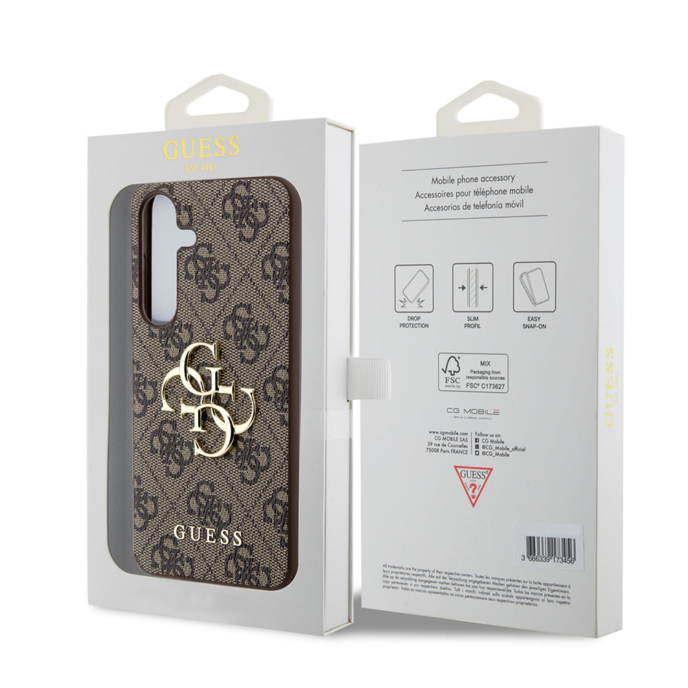 Custodia per Samsung Galaxy S24+ S926, Guess, 4G Big Logo, Marrone