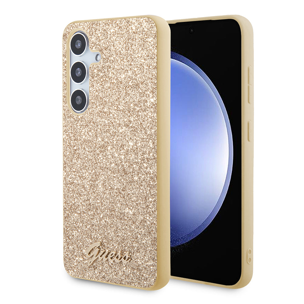 Custodia per Samsung Galaxy S24+ S926, Guess, Glitter Script, Dorata