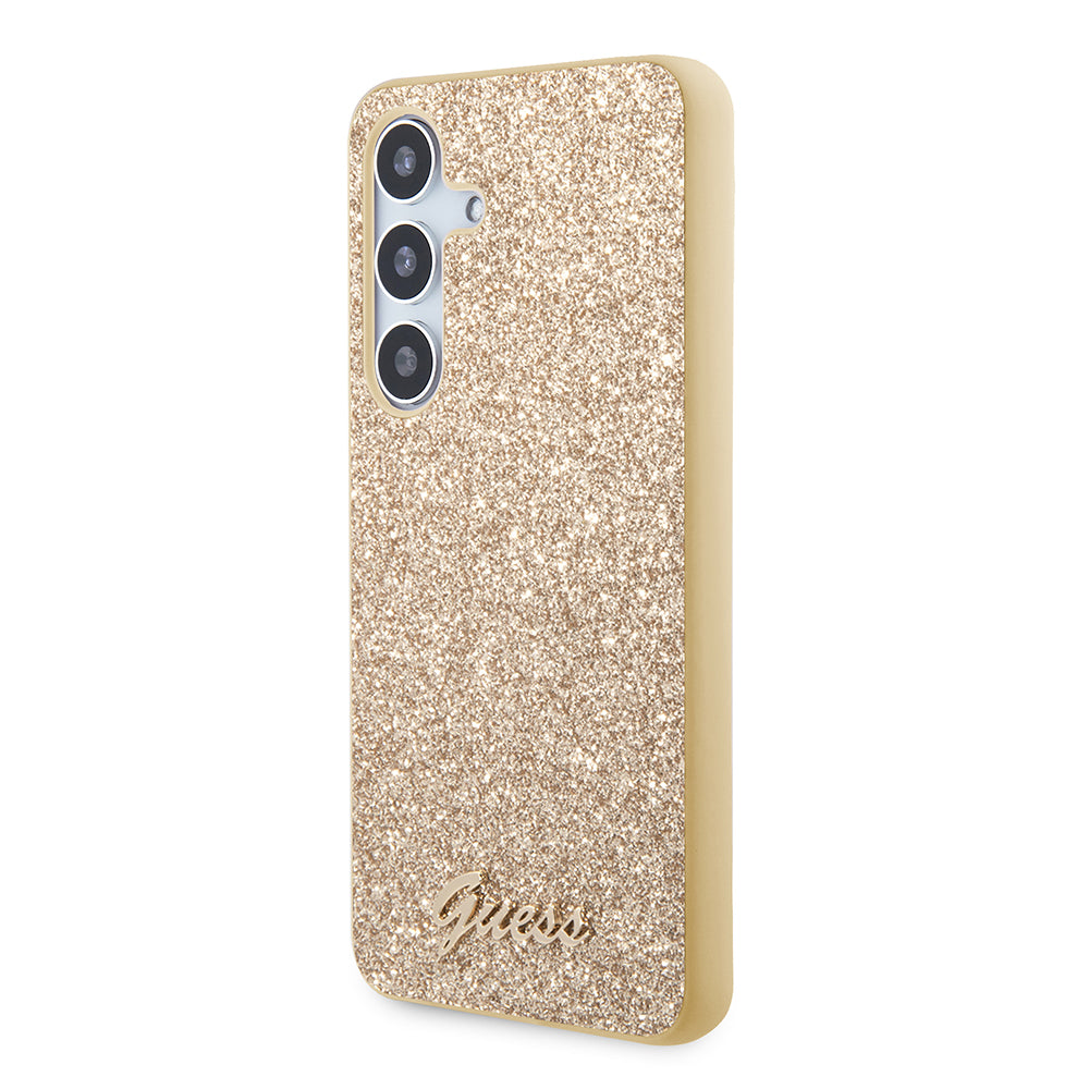Custodia per Samsung Galaxy S24+ S926, Guess, Glitter Script, Dorata