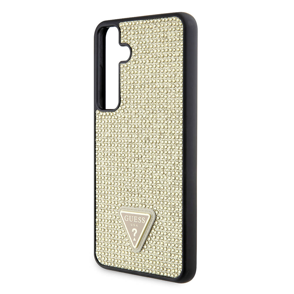 Custodia per Samsung Galaxy S24+ S926, Guess, Rhinestone Triangle Logo, Dorata