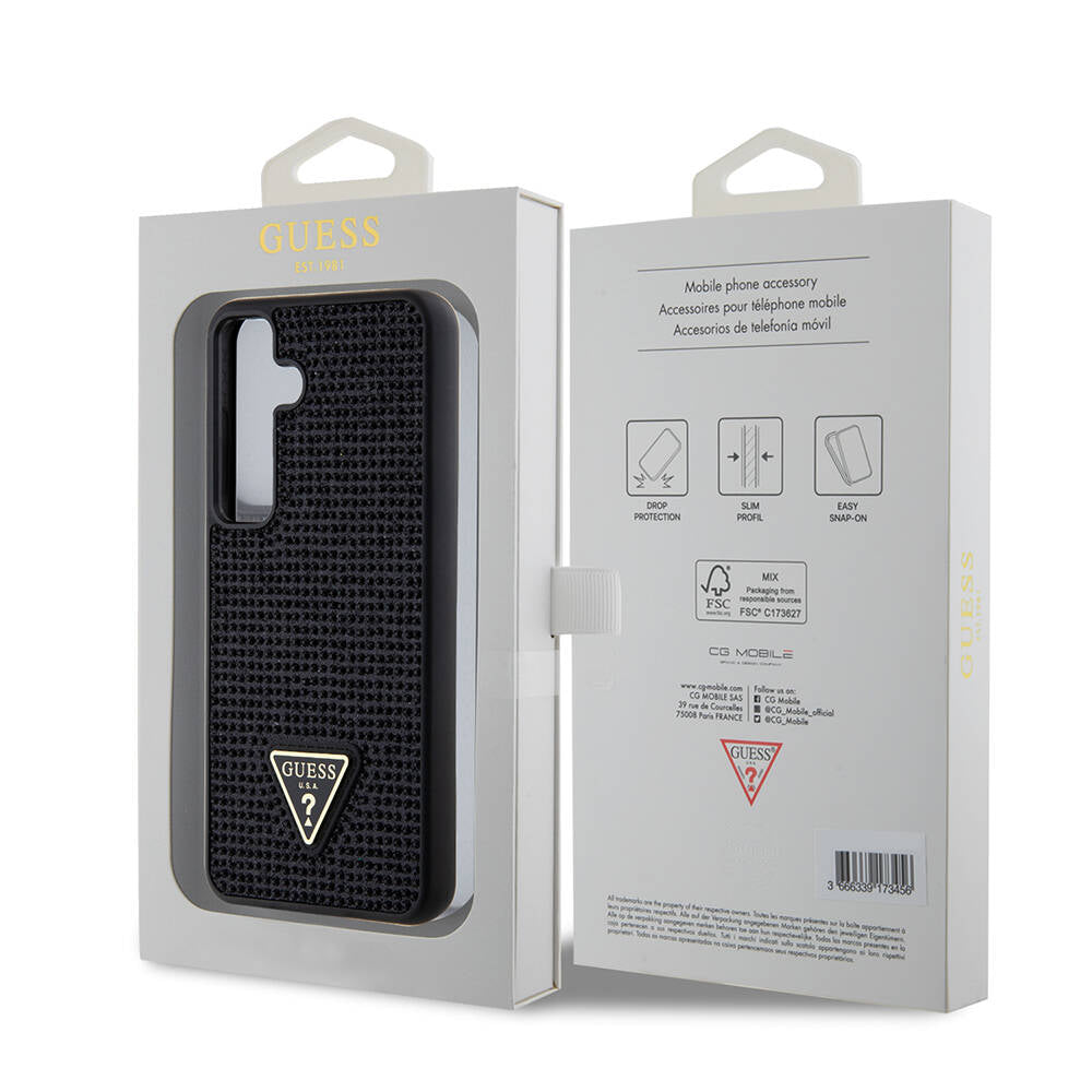Case for Samsung Galaxy S24+ S926, Guess, Rhinestone Triangle Logo, Black