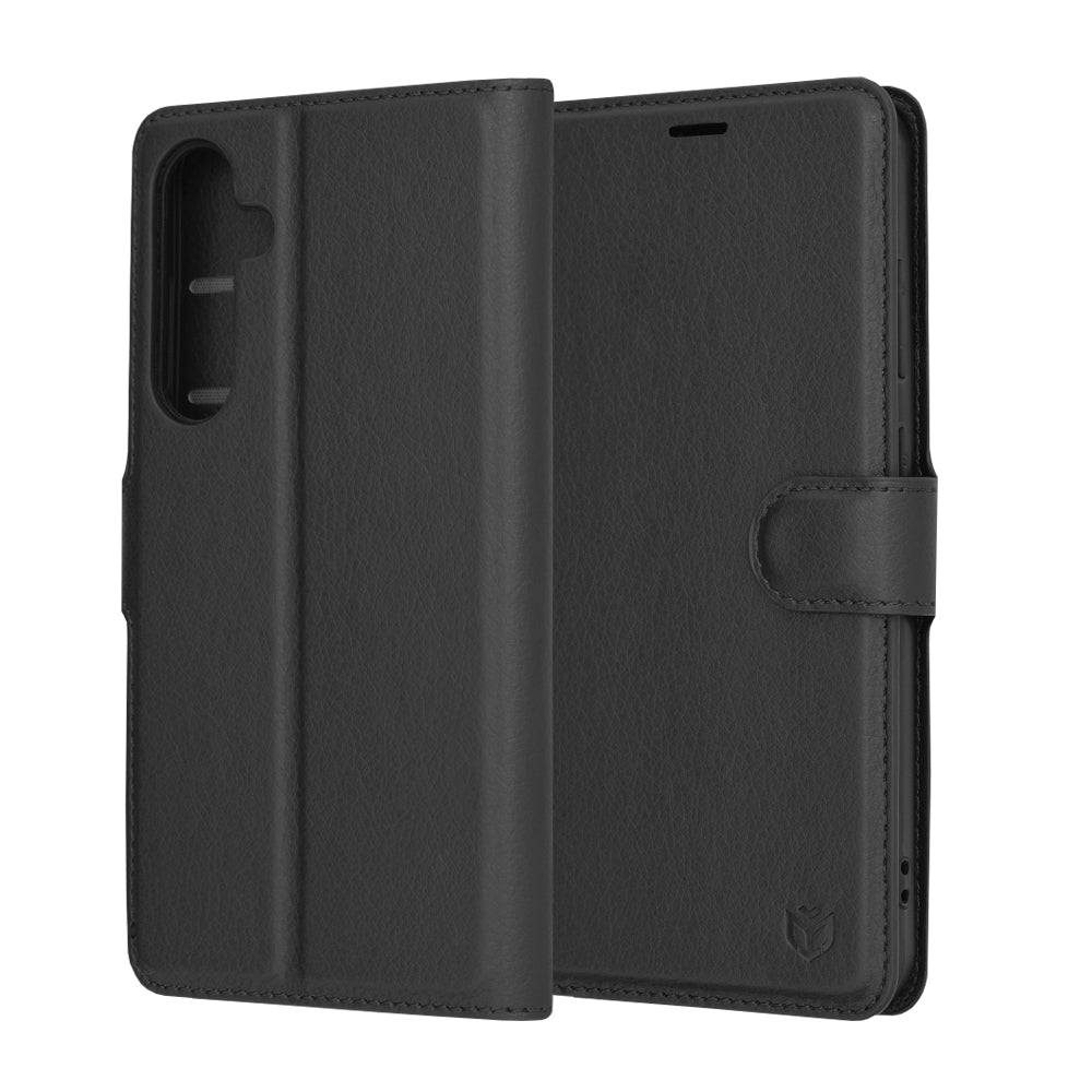Custodia per Samsung Galaxy S24+ S926, Techsuit, Leather Folio, Nera